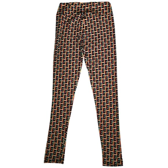 LuLaRoe Women's Black/Multicolor Single Print Soft Knit Leggings One Size (2-10) - Picture 2 of 10